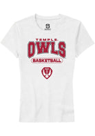 Temple Owls Womens White Basketball Short Sleeve T-Shirt
