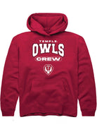 Temple Owls Youth Cardinal Crew Long Sleeve Hoodie