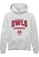 Temple Owls Mens White Crew Long Sleeve Hoodie
