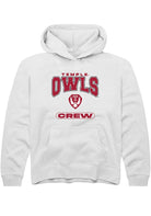 Temple Owls Youth White Crew Long Sleeve Hoodie