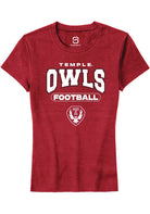 Temple Owls Womens Red Football Short Sleeve T-Shirt
