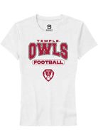 Temple Owls Womens White Football Short Sleeve T-Shirt