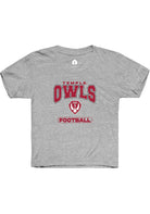 Temple Owls Youth Grey Football Short Sleeve T-Shirt