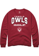 Temple Owls Mens Cardinal Golf Long Sleeve Crew Sweatshirt