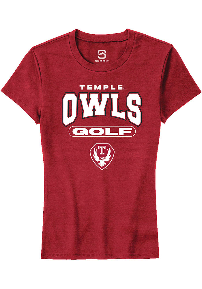 Temple Owls Womens Red Golf Short Sleeve T-Shirt