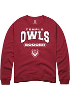 Temple Owls Mens Cardinal Soccer Long Sleeve Crew Sweatshirt