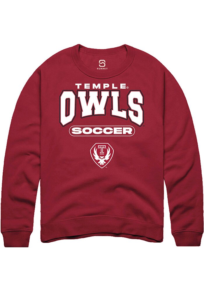 Temple Owls Mens Cardinal Soccer Long Sleeve Crew Sweatshirt