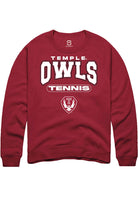 Temple Owls Mens Cardinal Tennis Long Sleeve Crew Sweatshirt