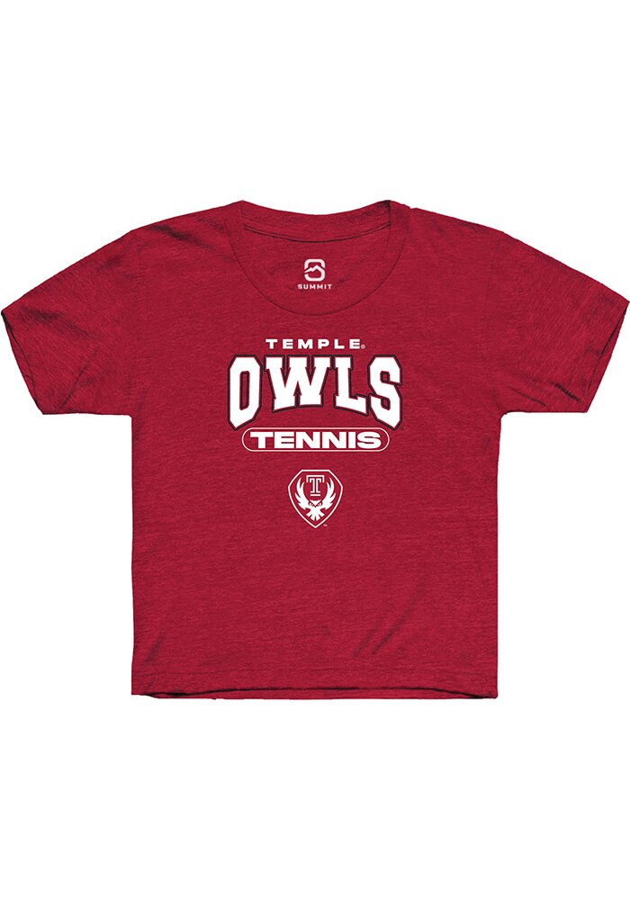 Temple Owls Youth Cardinal Tennis Short Sleeve T-Shirt
