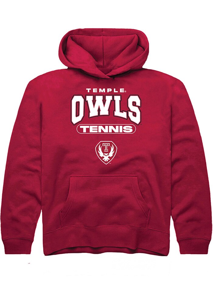 Temple Owls Youth Cardinal Tennis Long Sleeve Hoodie