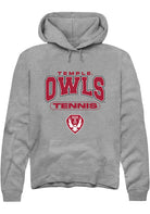 Temple Owls Mens Grey Tennis Long Sleeve Hoodie