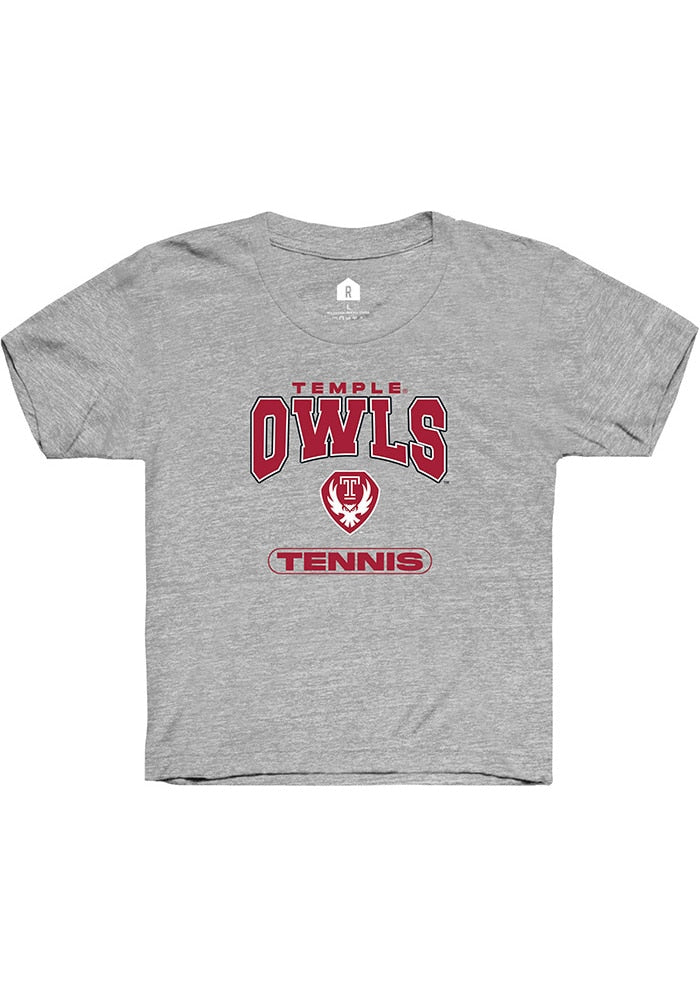 Temple Owls Youth Grey Tennis Short Sleeve T-Shirt