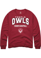 Temple Owls Mens Cardinal Women's Basketball Long Sleeve Crew Sweatshirt