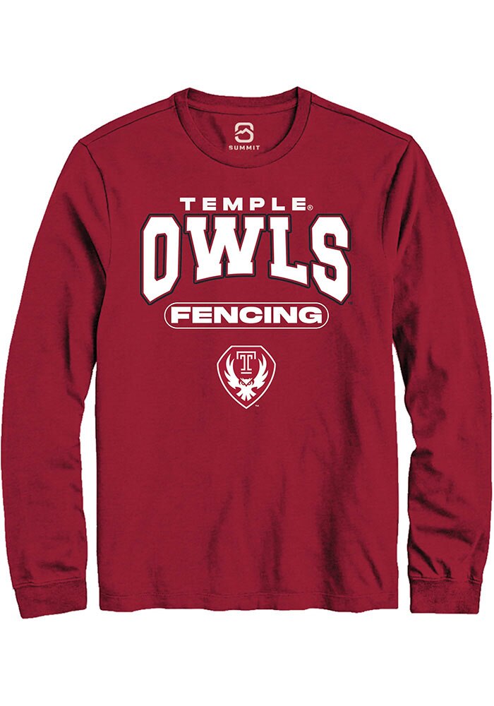 Temple Owls Cardinal Fencing Long Sleeve T-Shirt