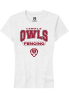 Temple Owls Womens White Fencing Short Sleeve T-Shirt