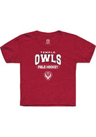 Temple Owls Youth Cardinal Field Hockey Short Sleeve T-Shirt