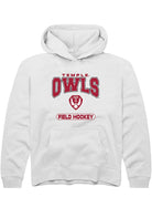 Temple Owls Youth White Field Hockey Long Sleeve Hoodie