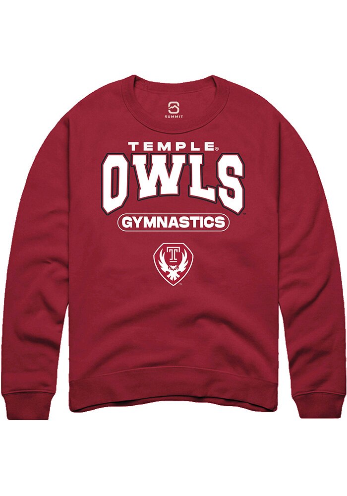Temple Owls Mens Cardinal Gymnastics Long Sleeve Crew Sweatshirt