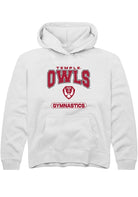Temple Owls Youth White Gymnastics Long Sleeve Hoodie