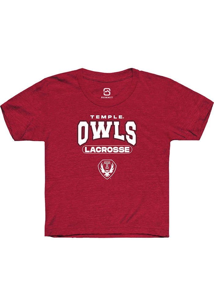 Temple Owls Youth Cardinal Lacrosse Short Sleeve T-Shirt