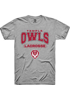 Temple Owls Grey Lacrosse Short Sleeve T-Shirt