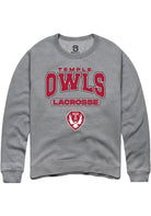 Temple Owls Mens Grey Lacrosse Long Sleeve Crew Sweatshirt