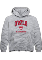 Temple Owls Youth Grey Lacrosse Long Sleeve Hoodie