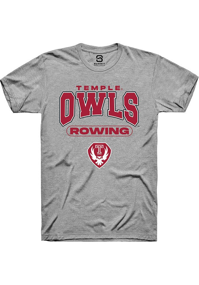 Temple Owls Grey Rowing Short Sleeve T-Shirt