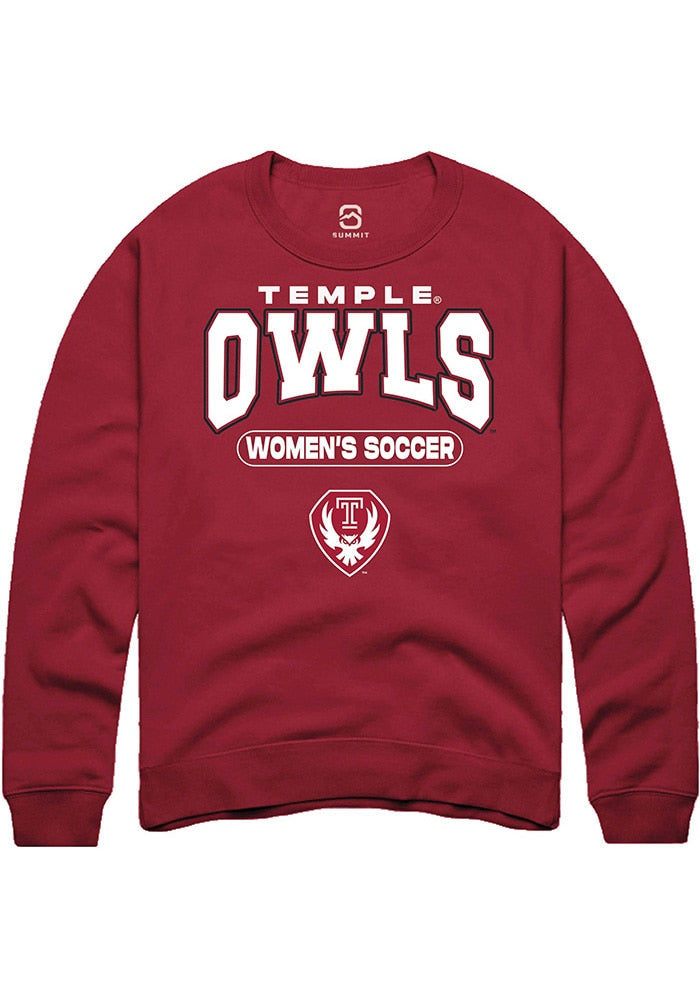 Temple Owls Mens Cardinal Women's Soccer Long Sleeve Crew Sweatshirt