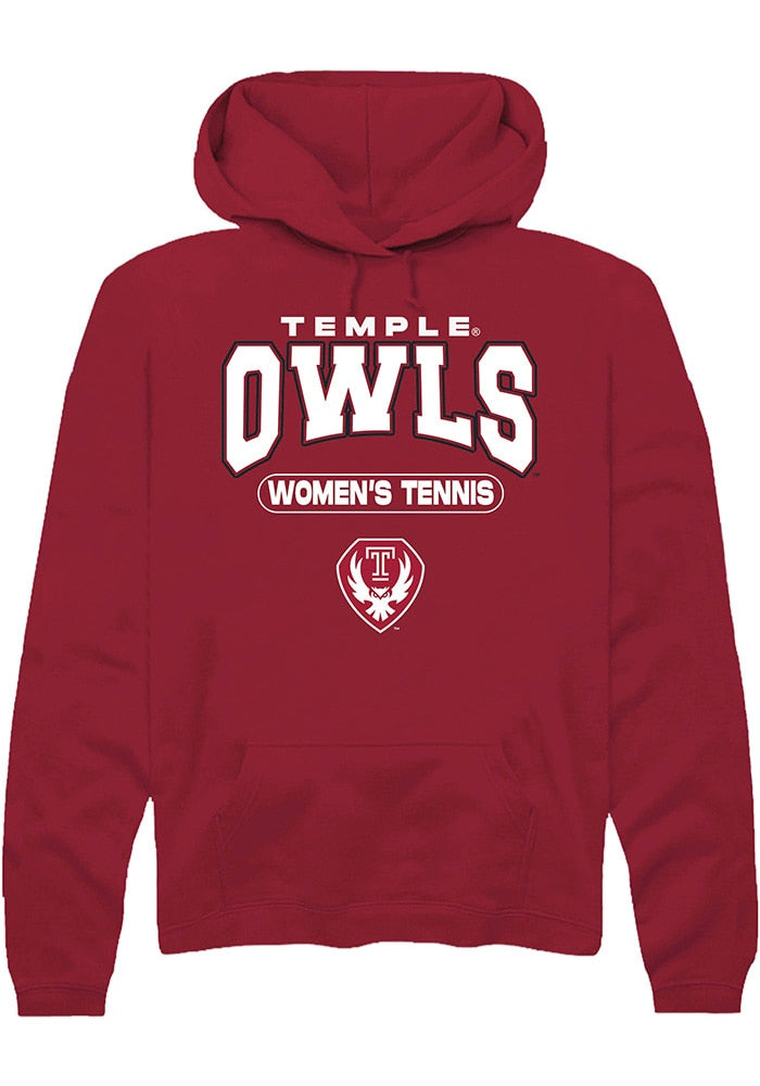 Temple Owls Mens Cardinal Women's Tennis Long Sleeve Hoodie