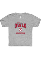 Temple Owls Youth Grey Women's Tennis Short Sleeve T-Shirt