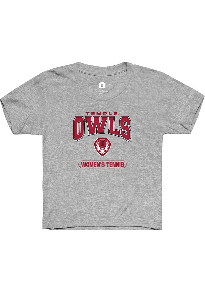 Temple Owls Youth Grey Women's Tennis Short Sleeve T-Shirt