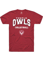 Temple Owls Cardinal Volleyball Short Sleeve T-Shirt