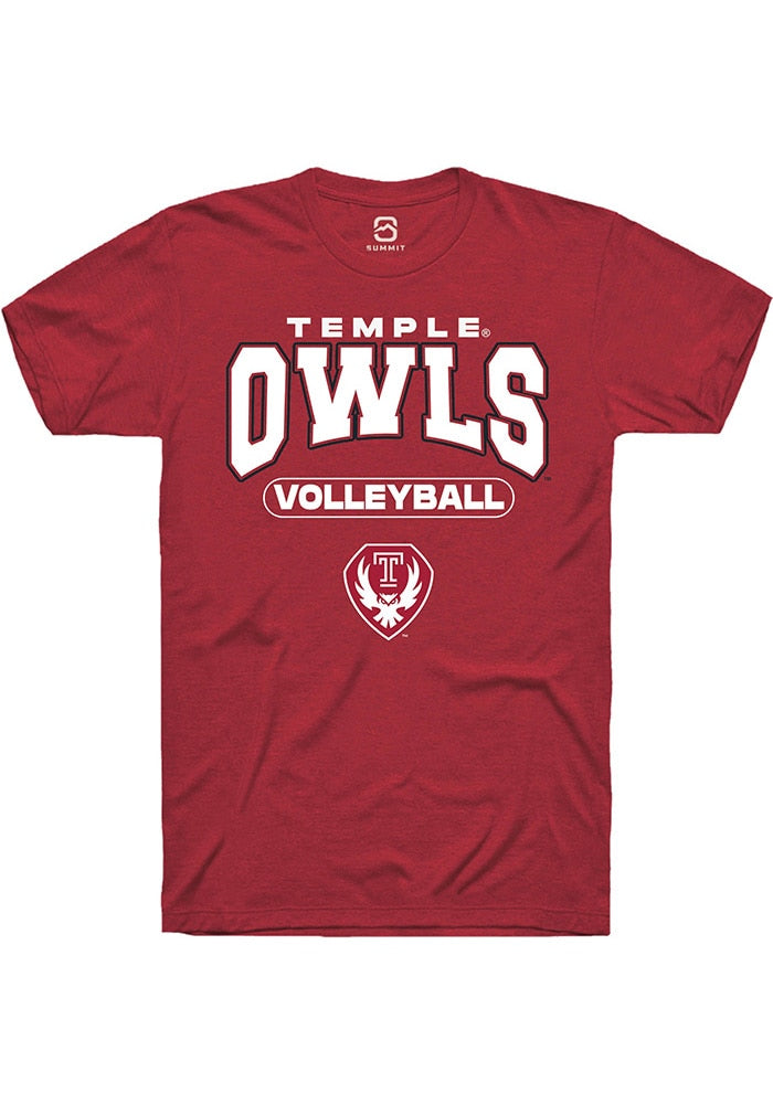 Temple Owls Cardinal Volleyball Short Sleeve T-Shirt