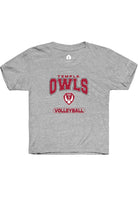 Temple Owls Youth Grey Volleyball Short Sleeve T-Shirt