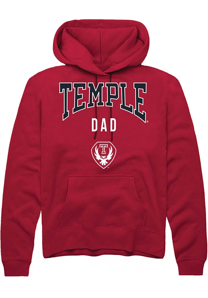 Temple Owls Mens Cardinal Dad Long Sleeve Hoodie