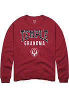 Temple Owls Mens Cardinal Grandma Long Sleeve Crew Sweatshirt