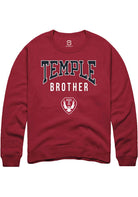 Temple Owls Mens Cardinal Brother Long Sleeve Crew Sweatshirt
