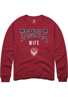 Temple Owls Mens Cardinal Wife Long Sleeve Crew Sweatshirt