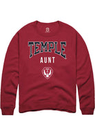 Temple Owls Mens Cardinal Aunt Long Sleeve Crew Sweatshirt