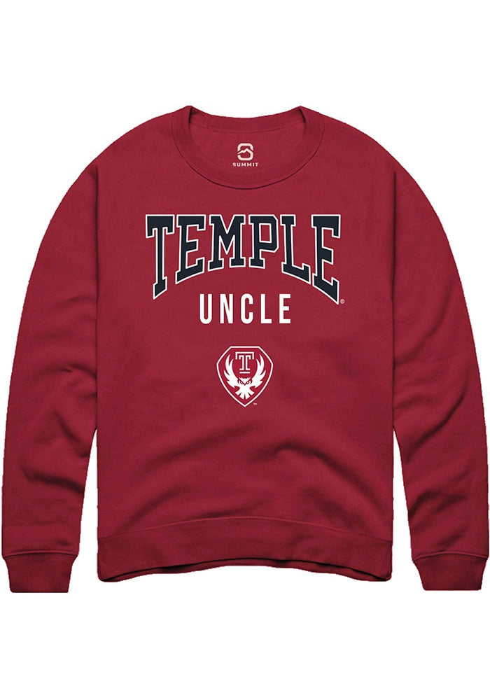 Temple Owls Mens Cardinal Uncle Long Sleeve Crew Sweatshirt