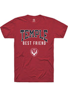Temple Owls Cardinal Best Friend Short Sleeve T-Shirt