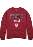 Temple Owls Mens Cardinal Fiancé Long Sleeve Crew Sweatshirt