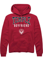 Temple Owls Mens Cardinal Boyfriend Long Sleeve Hoodie