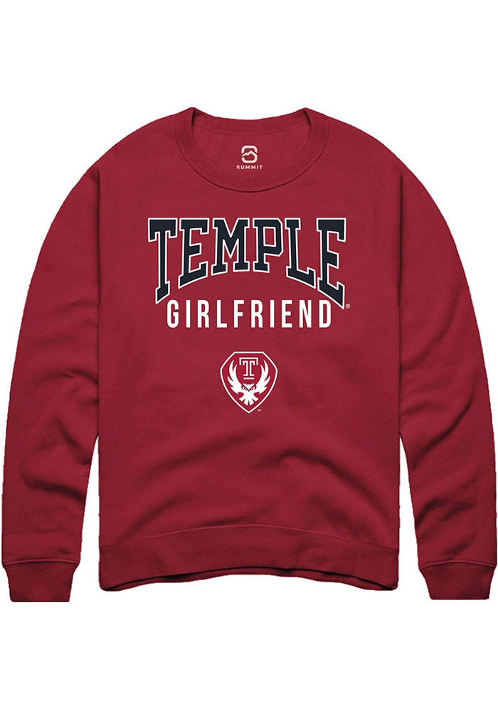 Temple Owls Mens Cardinal Girlfriend Long Sleeve Crew Sweatshirt