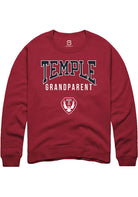 Temple Owls Mens Cardinal Grandparent Long Sleeve Crew Sweatshirt