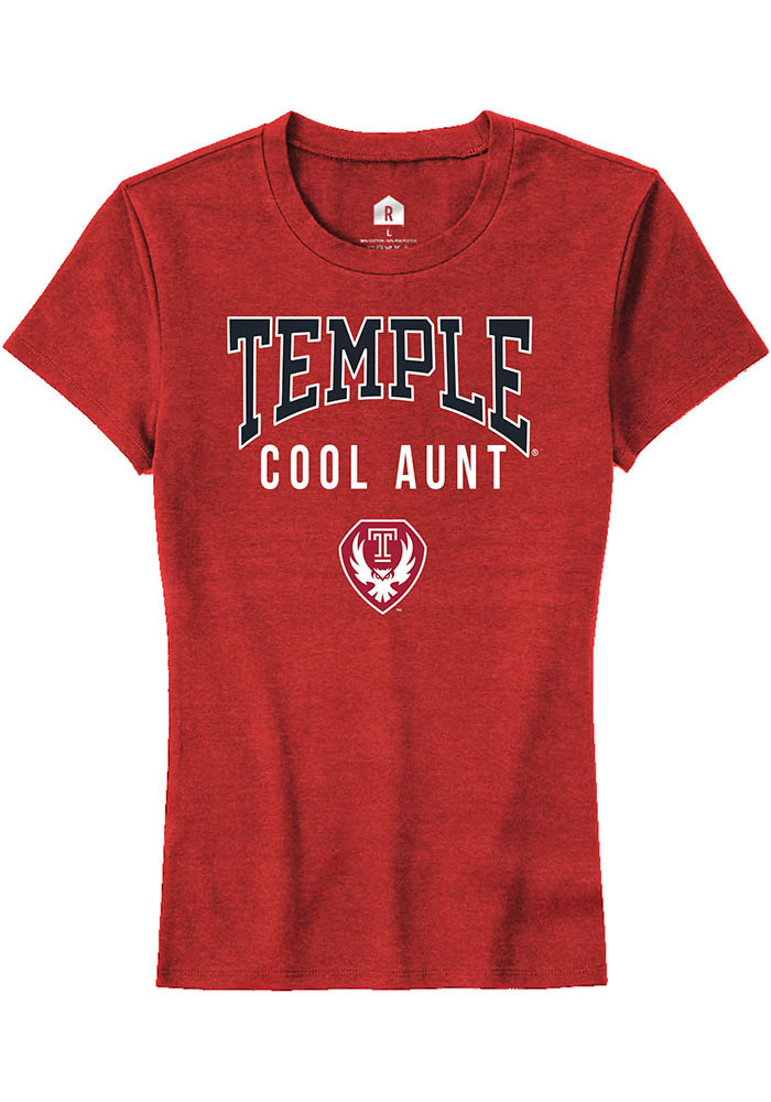 Temple Owls Womens Red Cool Aunt Short Sleeve T-Shirt