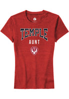 Temple Owls Womens Red Aunt Short Sleeve T-Shirt