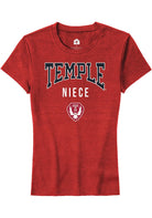 Temple Owls Womens Red Niece Short Sleeve T-Shirt
