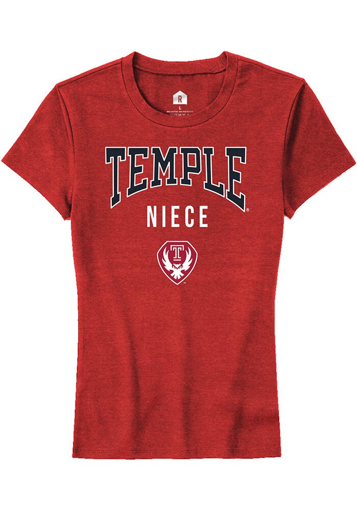 Temple Owls Womens Red Niece Short Sleeve T-Shirt